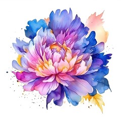 Poster - Watercolor beautiful peony flower. Illustration AI Generative.