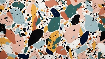 Fototapete - Abstract contemporary retro color, trendy colorful terrazzo texture background and pattern. Artistic digital art element design. Generative AI technology.