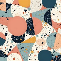 Fototapete - Abstract contemporary retro color, trendy colorful terrazzo texture shape and pattern. Artistic digital art element fabric design. Generative AI technology.