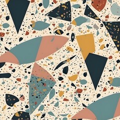 Fototapete - Abstract contemporary retro color, trendy colorful terrazzo texture shape and pattern. Artistic digital art element fabric design.  Generative AI technology.