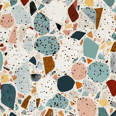 Fototapete - Abstract contemporary retro color, trendy colorful terrazzo texture shape and pattern. Artistic digital art element fabric design.  Generative AI technology.