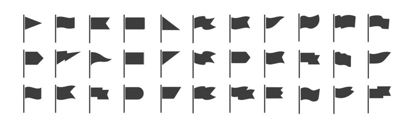 Fototapete - vector black flag icons set for infographic in flat style