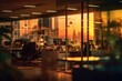 © NikahGeh - AI Generated Blurred office workspace in the evening background