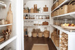 © Trinette Reed - Food pantry closet cupboard in cottage home. Generative AI.