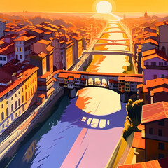 Illustration of beautiful view of Florence, Italy