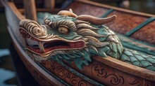 A Wooden Dragon Head Of Dragon Boat