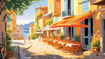 Wall Mural - Beautiful summer day in a small town by the sea