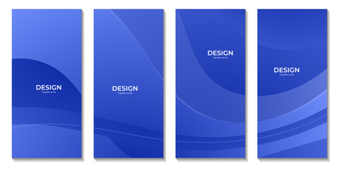 Aufkleber - a set of brochures with abstract blue wave gradient background
