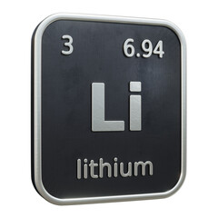 Fototapete - Three-dimensional icon of the chemical element of Lithium isolated on transparent background. 3D rendering