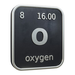 Fototapete - Three-dimensional icon of the chemical element of Oxygen isolated on transparent background. 3D rendering