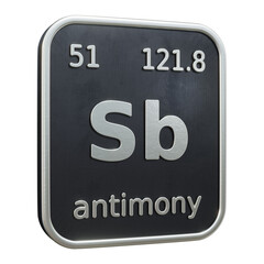 Fototapete - Three-dimensional icon of the chemical element of Antimony isolated on transparent background. 3D rendering