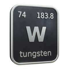 Fototapete - Three-dimensional icon of the chemical element of Tungsten isolated on transparent background. 3D rendering