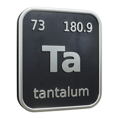 Fototapete - Three-dimensional icon of the chemical element of Tantalum isolated on transparent background. 3D rendering