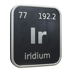 Fototapete - Three-dimensional icon of the chemical element of Iridium isolated on transparent background. 3D rendering
