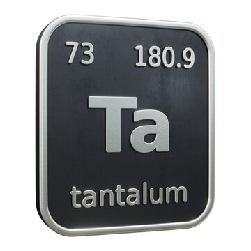 Three-dimensional icon of the chemical element of Tantalum isolated on transparent background. 3D rendering