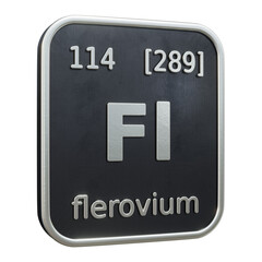 Fototapete - Three-dimensional icon of the chemical element of Flerovium isolated on transparent background. 3D rendering