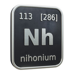 Fototapete - Three-dimensional icon of the chemical element of Nihonium isolated on transparent background. 3D rendering