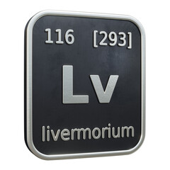 Fototapete - Three-dimensional icon of the chemical element of Livermorium isolated on transparent background. 3D rendering