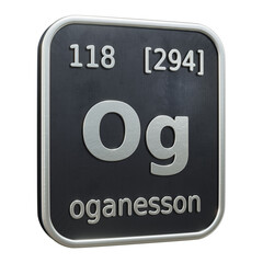 Fototapete - Three-dimensional icon of the chemical element of Oganesson isolated on transparent background. 3D rendering