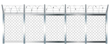 Barbed Wire Fence.Steel Fencing.Metal Fence Front View