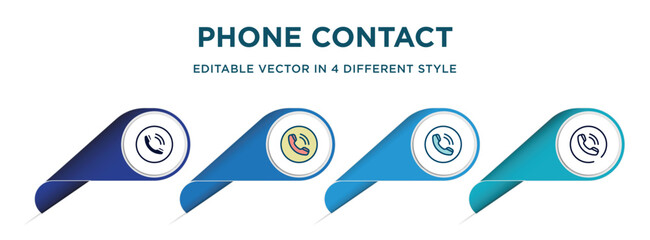 Poster - phone contact icon in 4 different styles such as filled, color, glyph, colorful, lineal color. set of vector for web, mobile, ui