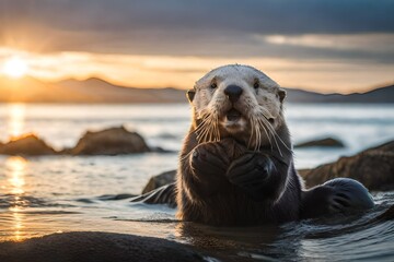 Sticker - A playful sea lion/seal otter floating on its back