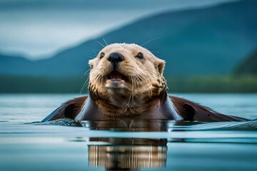 Sticker - A playful sea lion/seal otter floating on its back