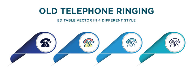 Poster - old telephone ringing icon in 4 different styles such as filled, color, glyph, colorful, lineal color. set of vector for web, mobile, ui