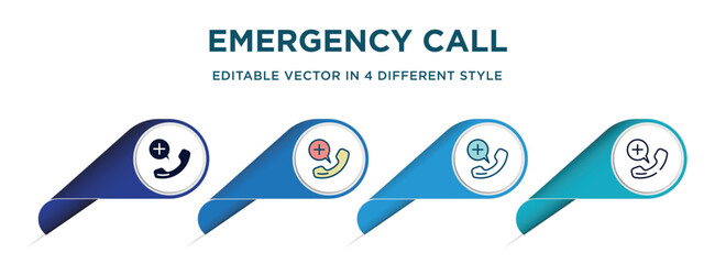 Poster - emergency call icon in 4 different styles such as filled, color, glyph, colorful, lineal color. set of vector for web, mobile, ui