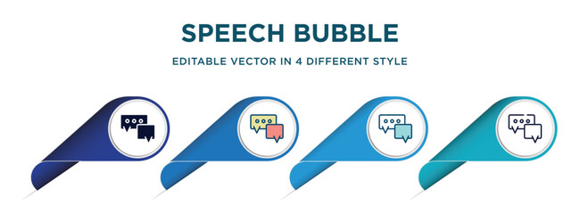 Poster - speech bubble icon in 4 different styles such as filled, color, glyph, colorful, lineal color. set of vector for web, mobile, ui