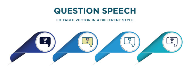 Poster - question speech bubble icon in 4 different styles such as filled, color, glyph, colorful, lineal color. set of vector for web, mobile, ui
