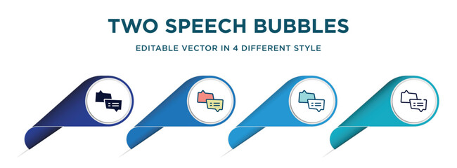 Poster - two speech bubbles icon in 4 different styles such as filled, color, glyph, colorful, lineal color. set of vector for web, mobile, ui