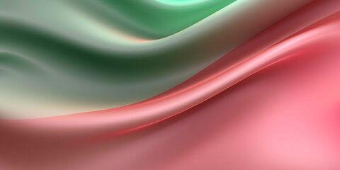 Wall Mural - Green silk satin background, elegant wavy fold by generative AI tools