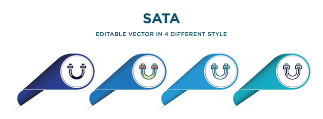 Poster - sata icon in 4 different styles such as filled, color, glyph, colorful, lineal color. set of vector 