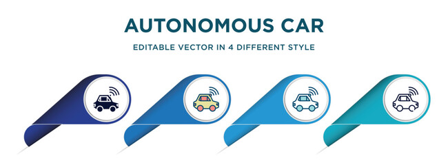 Poster - autonomous car icon in 4 different styles such as filled, color, glyph, colorful, lineal color. set of vector for web, mobile, ui