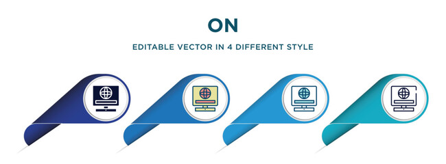 Poster - on icon in 4 different styles such as filled, color, glyph, colorful, lineal color. set of vector for web, mobile, ui