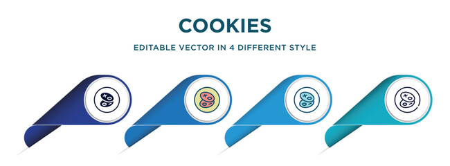 Poster - cookies icon in 4 different styles such as filled, color, glyph, colorful, lineal color. set of vector for web, mobile, ui