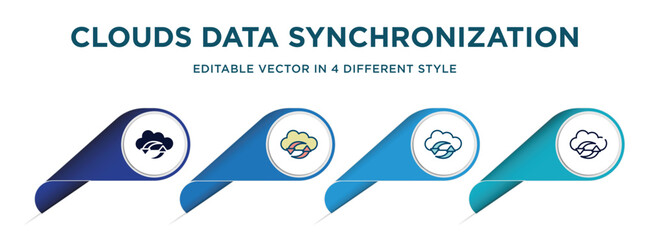 Fototapete - clouds data synchronization icon in 4 different styles such as filled, color, glyph, colorful, lineal color. set of vector for web, mobile, ui