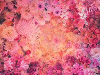 Wall Mural - pink flowers bouquet for valentines or wedding day background.