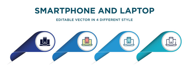 Poster - smartphone and laptop icon in 4 different styles such as filled, color, glyph, colorful, lineal color. set of vector for web, mobile, ui