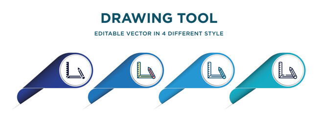 Poster - drawing tool icon in 4 different styles such as filled, color, glyph, colorful, lineal color. set of vector for web, mobile, ui