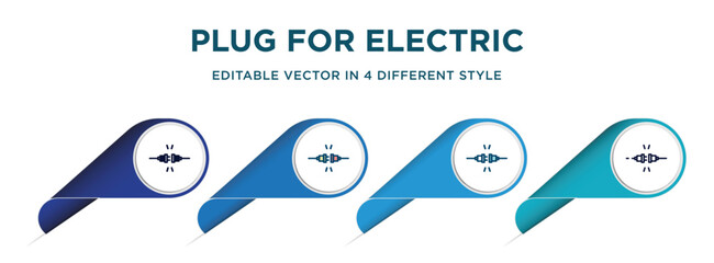 Poster - plug for electric connection icon in 4 different styles such as filled, color, glyph, colorful, lineal color. set of vector for web, mobile, ui