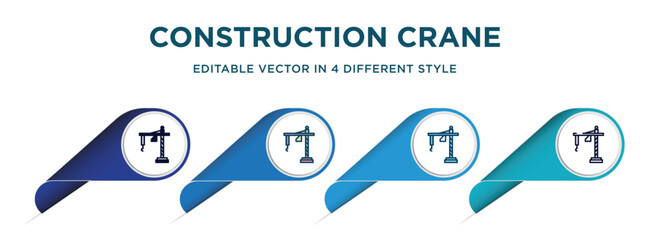 Poster - construction crane hine icon in 4 different styles such as filled, color, glyph, colorful, lineal color. set of vector for web, mobile, ui