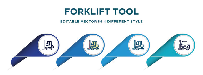 Poster - forklift tool icon in 4 different styles such as filled, color, glyph, colorful, lineal color. set of vector for web, mobile, ui