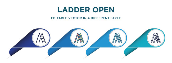 Poster - ladder open icon in 4 different styles such as filled, color, glyph, colorful, lineal color. set of vector for web, mobile, ui