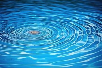 Poster - circular hole on a blue water surface with ripples Generative AI