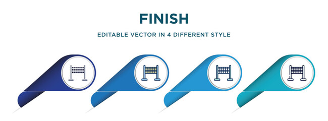 Poster - finish icon in 4 different styles such as filled, color, glyph, colorful, lineal color. set of vector for web, mobile, ui
