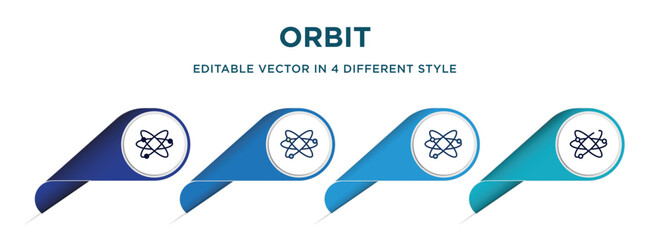 Poster - orbit icon in 4 different styles such as filled, color, glyph, colorful, lineal color. set of vector for web, mobile, ui