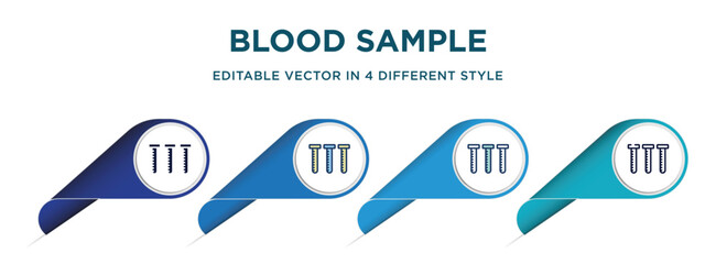 Poster - blood sample icon in 4 different styles such as filled, color, glyph, colorful, lineal color. set of vector for web, mobile, ui
