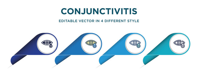Poster - conjunctivitis icon in 4 different styles such as filled, color, glyph, colorful, lineal color. set of vector for web, mobile, ui